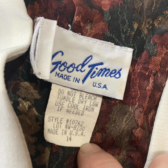 Vintage GOOD TIMES Shirt Top Blouse Women’s Size 14 Floral Shoulder Pads USA - Picture 4 of 9